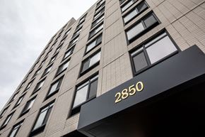 Bronx apartment for rent - A building with the number 2850 on the front.