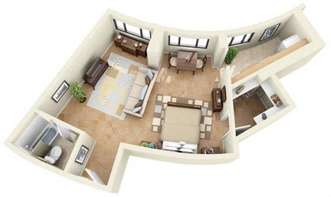 Floor plan for studio, 1 bath, 541 sqft