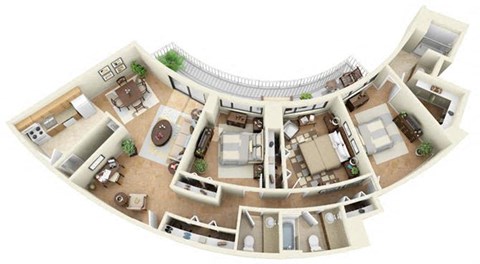 Floor plan for 3 beds, 2.5 baths, 1301 sqft