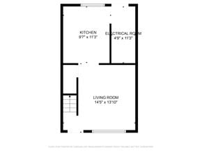 Clairton house for rent - A floor plan for a home with a kitchen, living room, and electrical room.