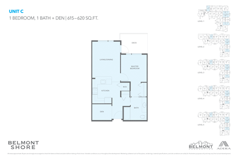 Floor plan for 1 bed, 1 bath, 615 sqft