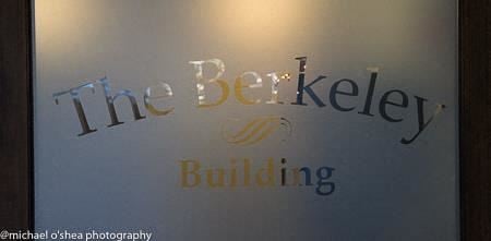 Vancouver apartment for rent - A glass window with the words "The Berkeley Building" written on it.
