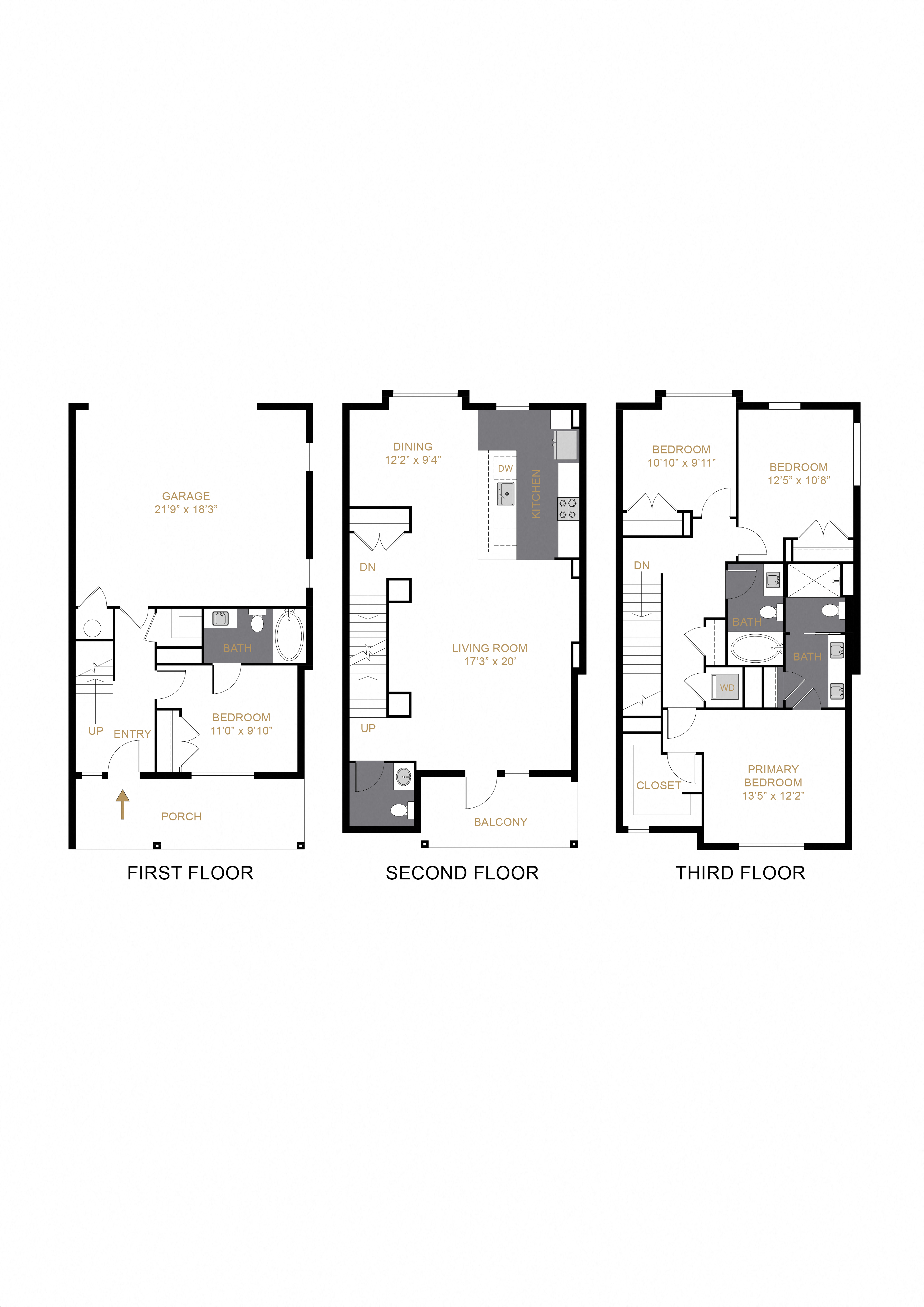 Floor plan for 4 beds, 3.5 baths, 2626 sqft