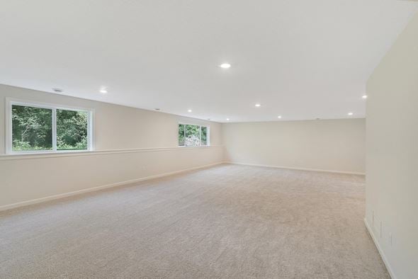 Blaine house for rent - a spacious living room with carpet and a window