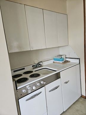 Warren apartment for rent - a small kitchen with a stove and a sink
