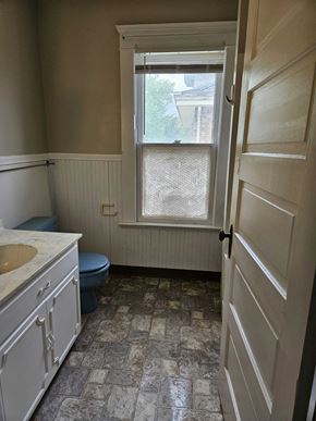 Warren apartment for rent - a bathroom with a window and a sink and a toilet