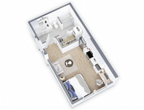 Floor plan for studio, 1 bath, 435 sqft