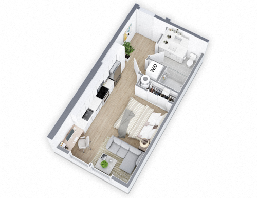 Floor plan for studio, 1 bath, 435 sqft