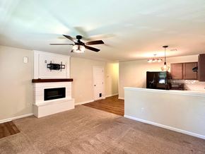 Greenville house for rent - A living room with a fireplace and a television.