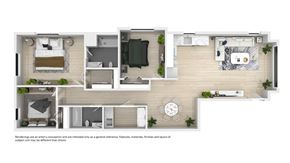 Newark apartment for rent - A floor plan of a house with a living room, kitchen, dining room, and bedrooms.