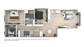 Newark apartment for rent - A floor plan of a house with a living room, kitchen, dining room, and bedrooms.