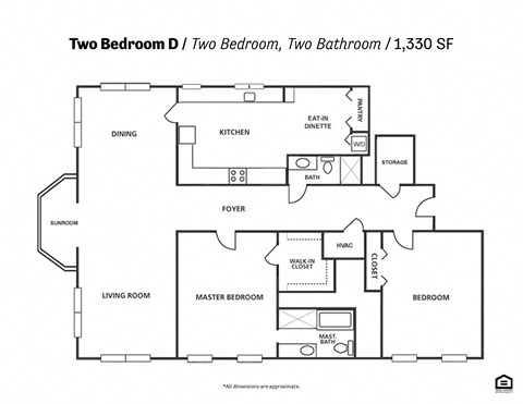 Floor plan for 2 beds, 2 baths, 1750 sqft