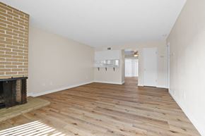 Stanton apartment for rent - an empty living room with wood flooring and a fireplace