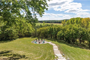 Hudson house for rent - an aerial view of a circle of people sitting in the grass
