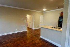 Bowling Green apartment for rent - A kitchen area with a counter and cabinets.