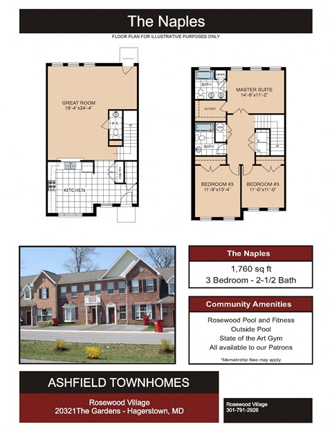 Floor plan for 3 beds, 2.5 baths, 1760 sqft