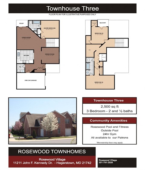 Floor plan for 3 beds, 2.5 baths, 2500 sqft