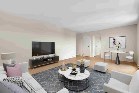 Floor plan for 1 bed, 1 bath, 640 sqft