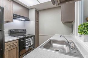 Groves apartment for rent - a kitchen with a sink and a stove