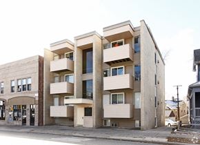 Ann Arbor apartment for rent - a building with balconies and a street in front of it