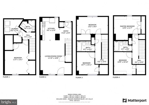 Floor plan for 5 beds, 2 baths