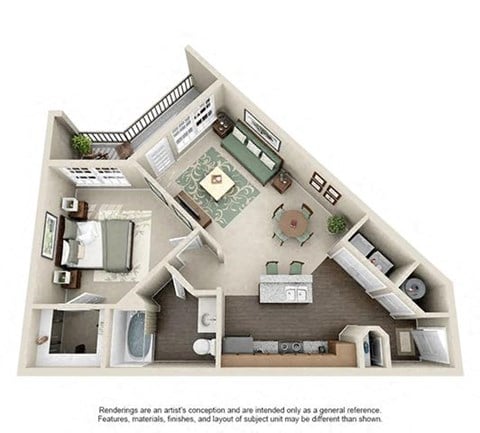 Floor plan for 1 bed, 1 bath, 759 sqft