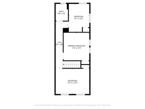 Clairton house for rent - A floor plan for a home with a bathroom, two bedrooms, a hallway, and a primary bedroom.