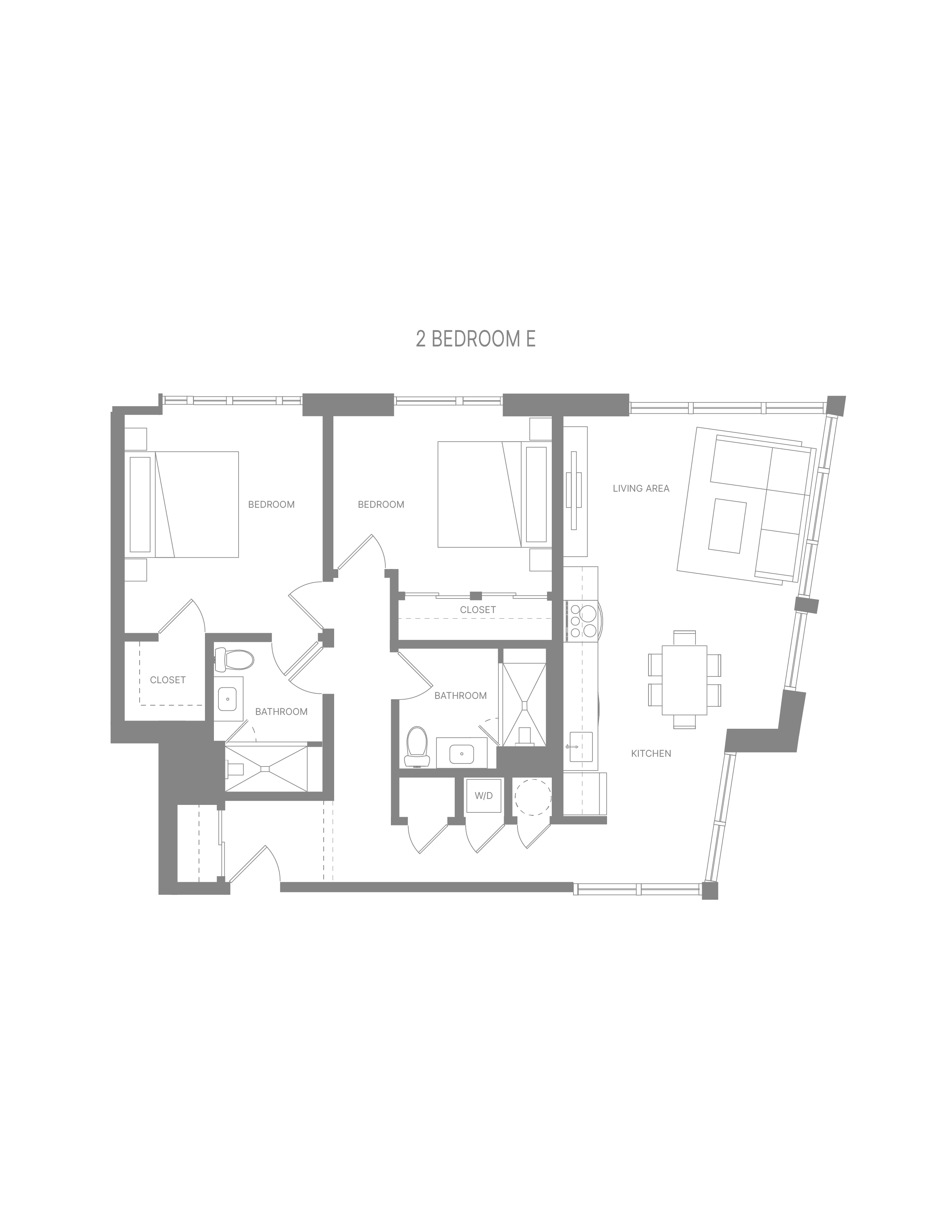 Floor plan for 2 beds, 2 baths, 1283 sqft