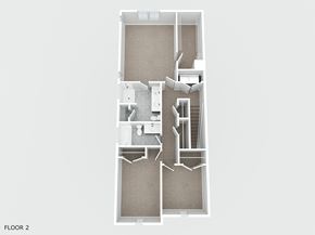 Jacksonville house for rent - A floor plan of a two-story building with a staircase in the middle.