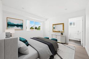 Los Angeles apartment for rent - a bedroom with a bed and two windows