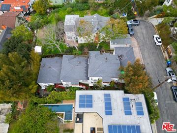 Los Angeles apartment for rent - an aerial view of a house with solar panels on the roof
