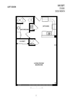 Newark apartment for rent - a floor plan of a unit with a bedroom and a living room