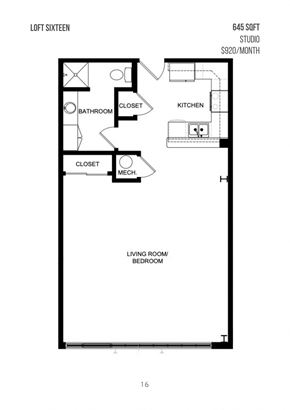 Newark apartment for rent - a floor plan of a unit with a bedroom and a living room