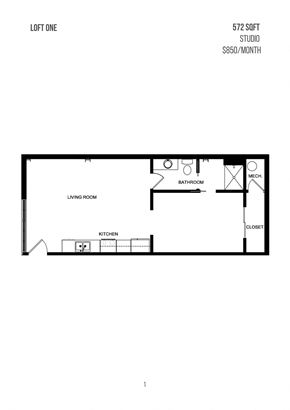 Newark apartment for rent - a floor plan of a 1 bedroom floor plan with a loft
