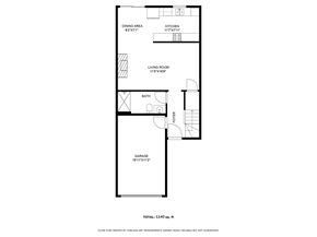 Jacksonville house for rent - A floor plan for a home with a garage, living room, dining area, and kitchen.