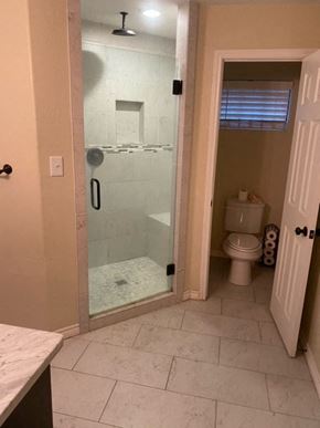 Pasadena house for rent - a bathroom with a shower and a toilet in it