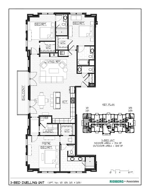 Floor plan for 3 beds, 3.5 baths, 1970 sqft