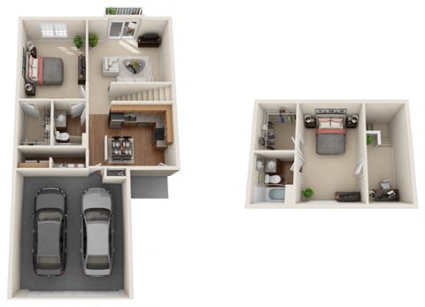 Floor plan for 2 beds, 2 baths, 1400 sqft