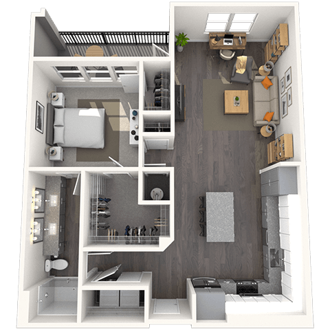Floor plan for 1 bed, 1 bath, 946 sqft