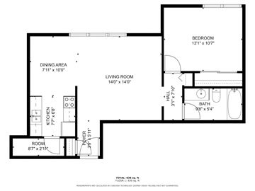 Holt apartment for rent - a floor plan of a house with a bedroom and a living room