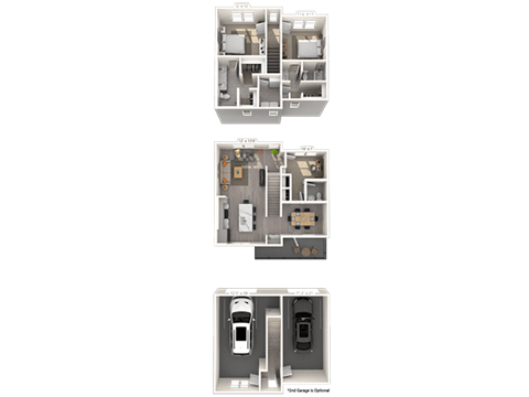 Floor plan for 2 beds, 2.5 baths, 1420 sqft