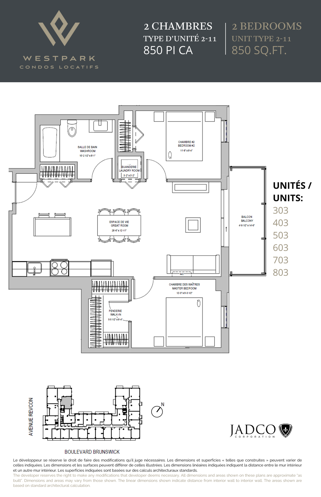 Floor plan for 2 beds, 1 bath, 850 sqft