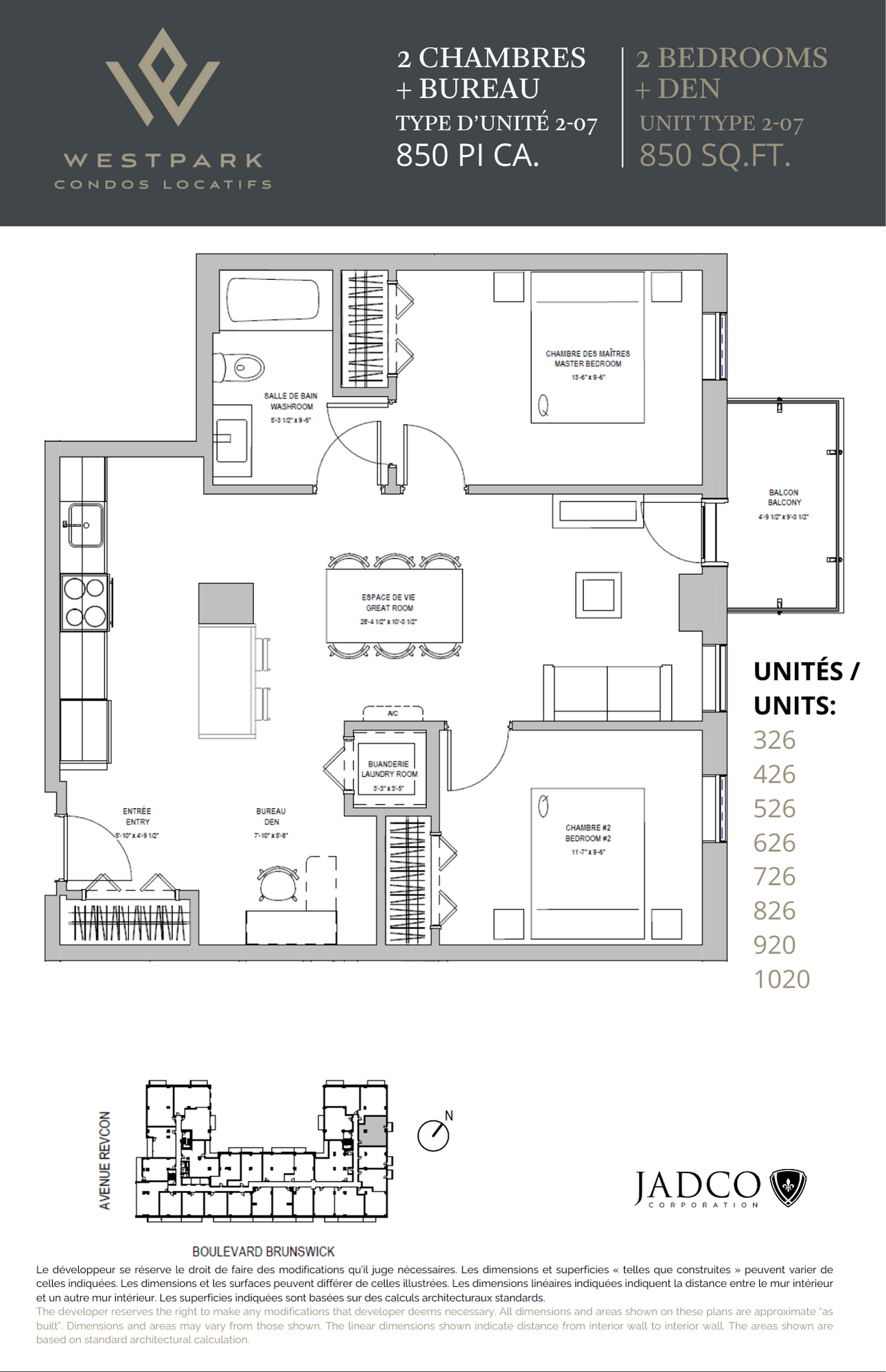 Floor plan for 2 beds, 1 bath, 850 sqft