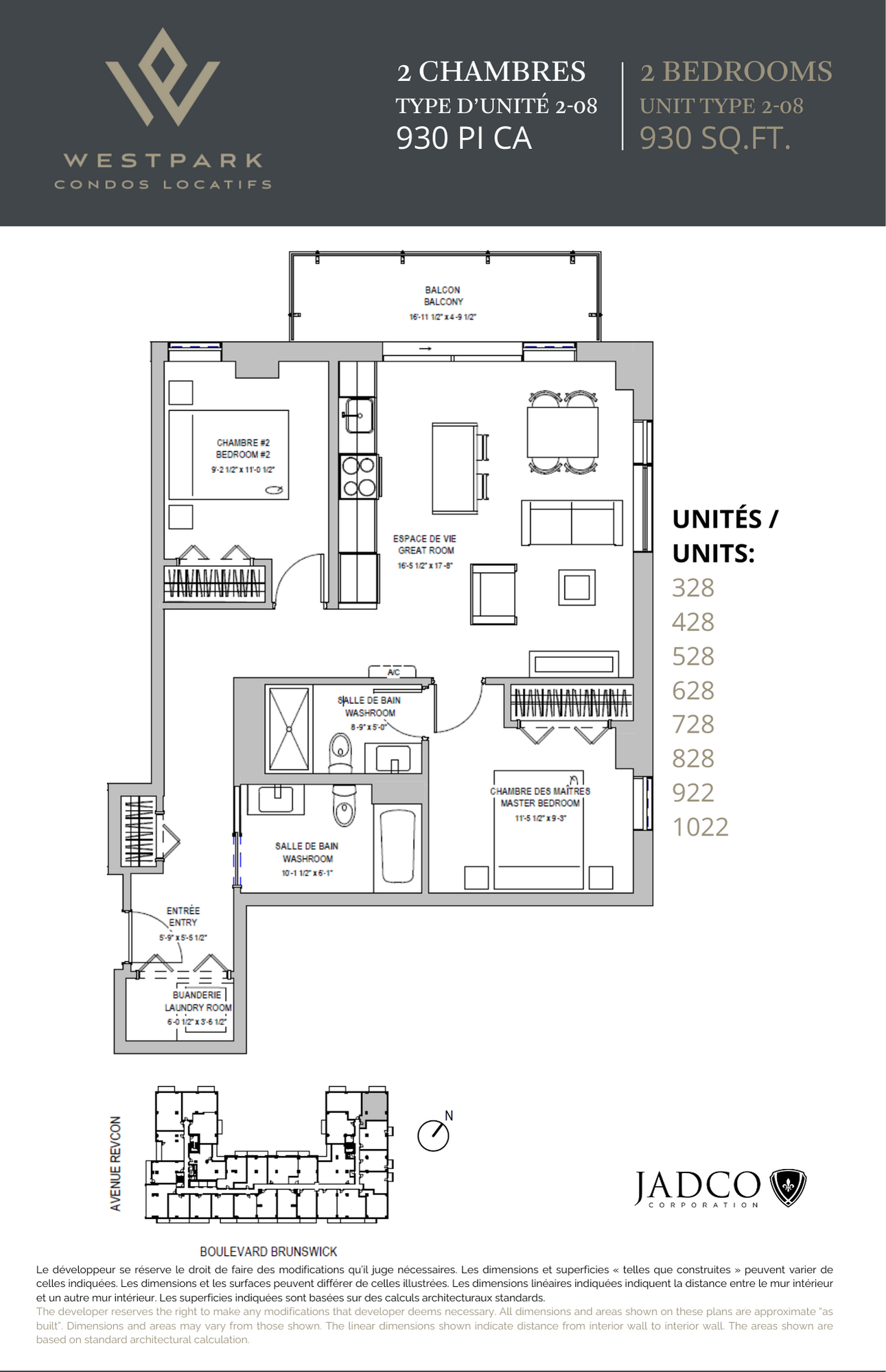 Floor plan for 2 beds, 2 baths, 930 sqft