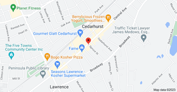 Cedarhurst apartment for rent - a map of the five towns community center area with points of interest on it
