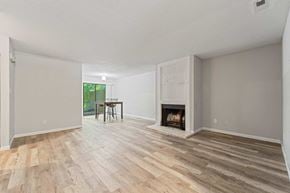 Jacksonville house for rent - a living room with a fireplace and a wooden floor