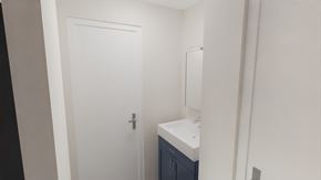 Kalispell apartment for rent - a small bathroom with a sink and a white door