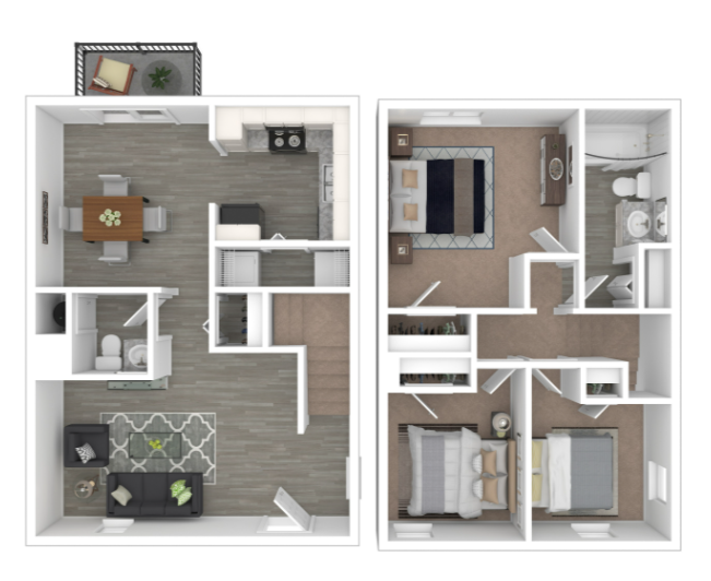 Floor plan for 3 beds, 1.5 baths, 1250 sqft
