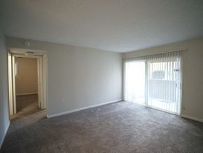 Louisville apartment for rent - A room with carpeted floor and a sliding glass door.