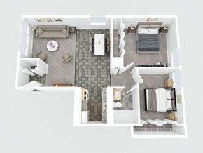 Pontiac apartment for rent - a 3d floor plan of a bedroom and living room